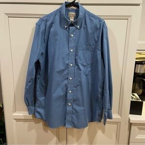 LL BEAN blue check wrinkle resistant dress shirt size medium